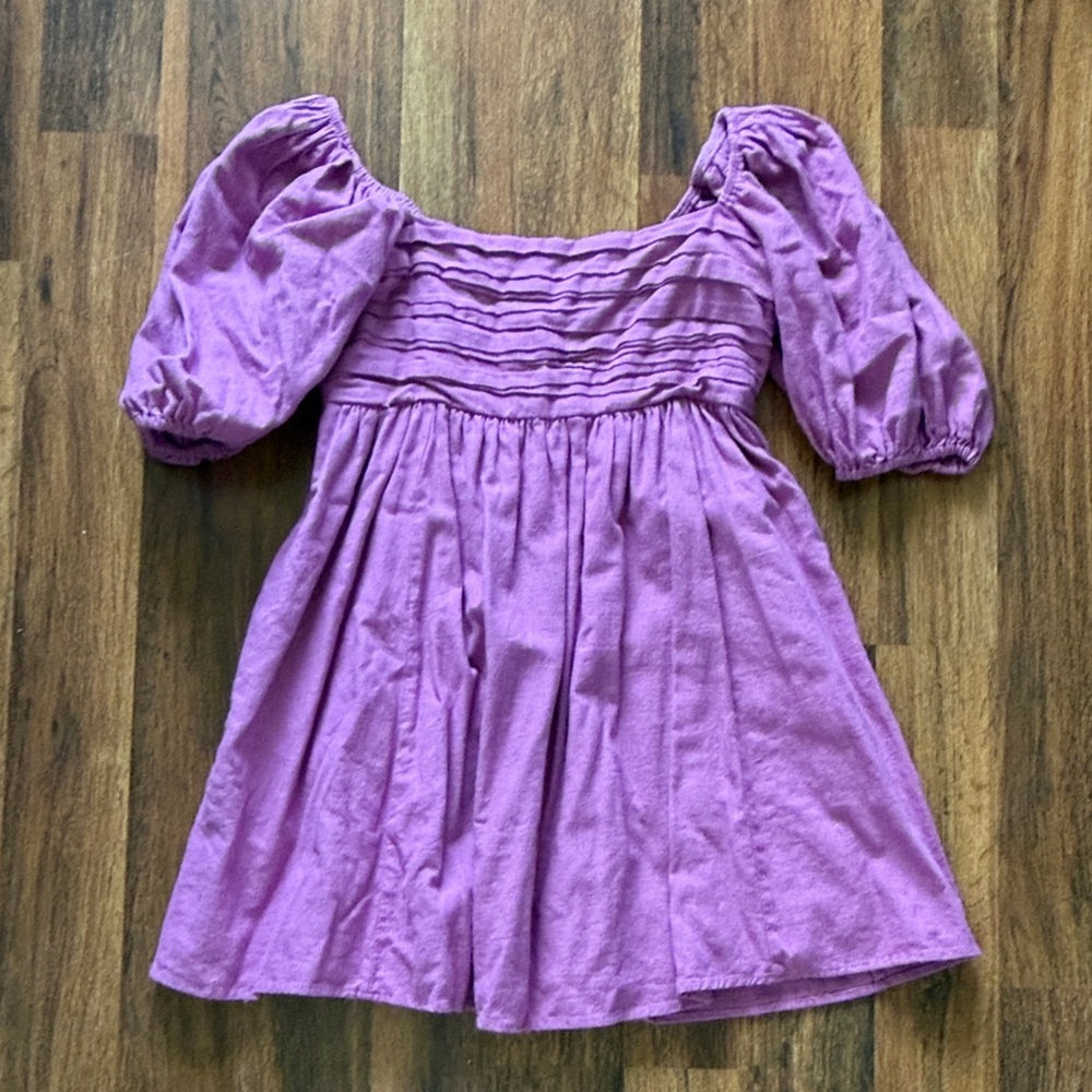 Abercrombie & Fitch Emerson Linen Puff Sleeve Mini Dress
